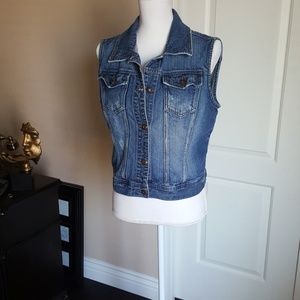 Mudd sleeveless cover up jean vest jacket